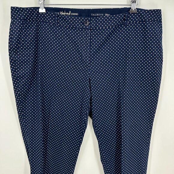 Talbots The Weekend Chino Pants 18WP Polka Dot High Rise Waist Navy Khaki Tan - Picture 5 of 9